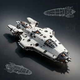 axonometric schematics of a spaceship