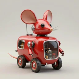 adventurer ( ( ( ( ( 1 9 5 0 s retro future robot mouse mecha wagon house. muted colors. ) ) ) ) ) by jean baptiste monge!!!!!!!!!!!!!!!!!!!!!!!!! chrome red