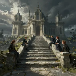 stone steps fantasy landscape artstation by emilia dziubak, will terry, greg olsen, chris mars, ann long, and mark brooks, edward hopper dramatic, fairytale, art nouveau, victorian, gothic, final fantasy architecture