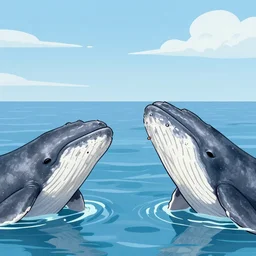 two whales talking about food