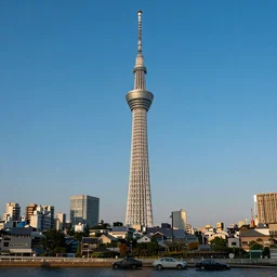 A incredibly detailed landscape of photorealistic, shift photography, Japan Tokyo Skytree, summer evening, sharp focus, octane