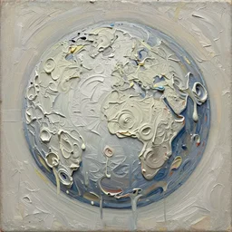 palette knife painting of a close up of a three - dimensional thick impasto oil painting of a beautiful kephalonia, seen through complex globular texture, lots of thick encrusted paint, vast amounts of wax - like lines of dripping oil paint cover nearly everything, painted by john bauer signac and frank auerbach, background thick encrusted paint