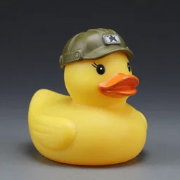 yellow rubber duck wearing idf soldier uniform, solduer as a rubber duck, product photo, professional lighting