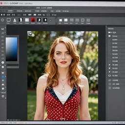 Emma Stone as a pinup girl, XF IQ4, 150MP, 50mm, f/1.4, ISO 200, 1/160s, natural light, Adobe Lightroom, DxO Photolab, Corel PaintShop Pro, filling the frame, rule of thirds, symmetrical balance, depth layering, polarizing filter