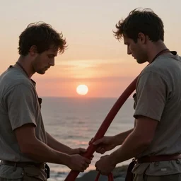close shot of sailors grip blood vessels sunset jean giraud cinematic elemental forces