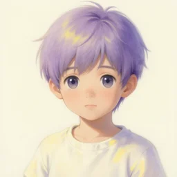 little elf tomboy, tunic, soft hair. light color palate, purple, yellow and white. detailed soft painting, ayami kojima, made in abyss, anatomically correct, inspired in balthus, high detailed face anime