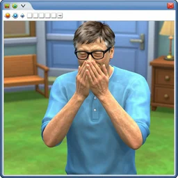 bill gates wets himself in the sims 2, pc screenshot