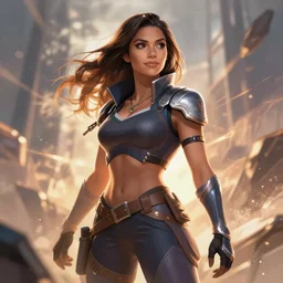 Selma Hayek  as an Apex Legends character digital illustration portrait design by, Mark Brooks and Brad Kunkle detailed, gorgeous lighting, wide angle action dynamic portrait