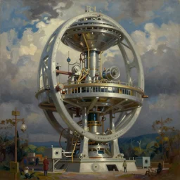 perpetual motion machine, oil painting