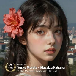portrait of a girl with flower hair, by yusuke murata and masakazu katsura, artstation, highly - detailed, cgsociety, city in the background, detailed face