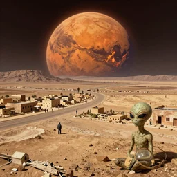 the views of israel being viewed from mars by a 3 eyed alien, looking to conquer it, fully detailed