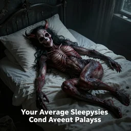 your average sleep paralysis demon on your bed, digital art, horror