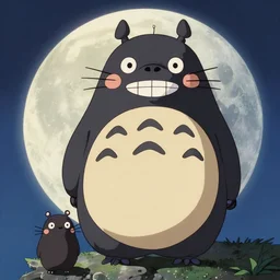 scene from Pom Poko, 1994, movie still, cinematic, anthropomorphic, half man half asian black bear, black bear samurai, Moon Bear Samurai, epic, samurai, in the style of Studio Ghibli, Hayao Miyazak, Isao Takahata