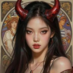 portrait of jossi of blackpink, goddess of hell, highly detailed, digital painting, smooth, sharp focus, illustration, ultra realistic, 8 k, art by artgerm and alphonse mucha