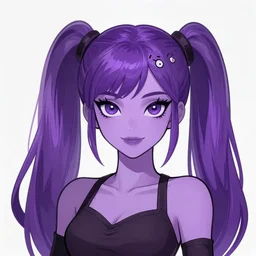 Purple woman with 5 spider eyes and side pigtails
