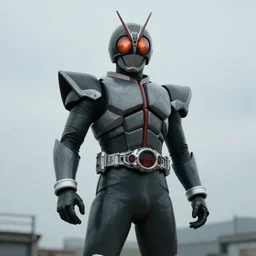 High Fantasy Kamen Rider, glowing eyes, moody colors, daytime, grey rubber undersuit, segmented armor, Guyver Dark Hero