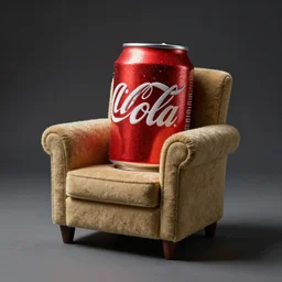 diet coke arm chair, made like a can of diet coke, looks like a can, studio light, studio photo