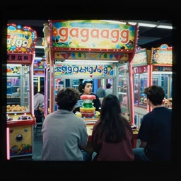 1 9 9 0 s photo, screen photo of gaggaagg, in the amusement arcade,
