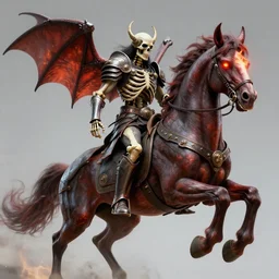 hyper detailed, high definition, skeleton warrior, wearing armor, riding a demonic horse with fire eyes, realistic, keith thompson, scott m fischer, anne stokes, alexandros pyromallis, dzo : olivier
