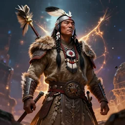 epic professional digital art of a medieval north American indigenous Warrior, fantasy art, best on artstation, cgsociety, wlop, cosmic, epic, stunning, gorgeous, much detail, much wow, masterpiece