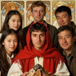 portrait closeup of romani people, red scarf, hearthstone, dnd, by bouguereau by alphonse mucha, james gurney, ruan jia, conrad roset.