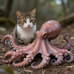 hybrid cat and octopus, photograph, highly realistic