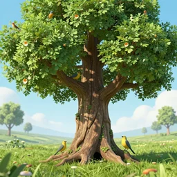 secret of mana tree, birds, whimsical, photo realistic, highly detailed, sharp focus