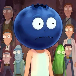 halle berry is a giant blueberry, head as a round berry, berry body, merged, rick and morty pickle rick, animation pixar style, shaded lighting poster by magali villeneuve, artgerm, jeremy lipkin and michael garmash, rob rey and kentaro miura style, trending on art station