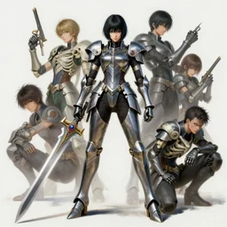 full body girl metal armor look's like bones gunsword dynamic poses painting byby gaston bussiere, greg rutkowski, yoji shinkawa, tsutomu nihei, tim hildebrandt, adolphe bouguerea beautiful lighting, sharp, details, hyper detailed, hd, 8 k