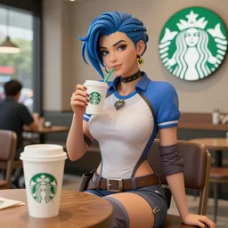 mercy from overwatch having tea at starbucks, highly detailed digital art matte painting, made by stanley artgerm lau, wlop, rossdraws, artstation, cgsociety, concept art, cgsociety, octane render, trending on artstation, artstationhd, artstationhq, unreal engine, 4 k, 8 k