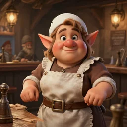 a short and chubby female dwarf barmaid in a busy dwarven tavern | hyperdetailed | hyper realistic | ralph horsley, larry elmore | 8k