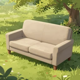 sofa on a park, artstation, concept art