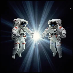 symmetrical astronauts in dark and void underwater - complex and hyperdetailed technical suit. mandelbulb fractal. reflection and dispersion materials. rays and dispersion of light. volumetric light. 5 0 mm, f / 3 2. noise film photo. flash photography. ultra realistic, wide angle. poster by wayne barlowe, craig mullins