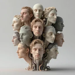 a little time and a lot of latent space stands a man with infinite faces all, neuromorphicly engineered computationally, high level of detail, surrealism