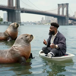 a floating bobby shmurda talking to the walruses of brooklyn