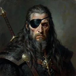 ((Lich Vecna)) wearing an eye-patch!!!!!!!!!!!! eye-patch!!!!!!!!!!! eye-patch!!!!!!!!!!! eye-patch!!!!!!!!!!!, fantasy, horror, painted by Raymond Swanland