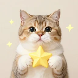 cute cat holding text saying stars
