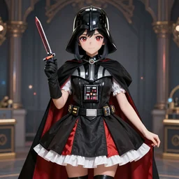 Anime girl in a darth vader themed dress