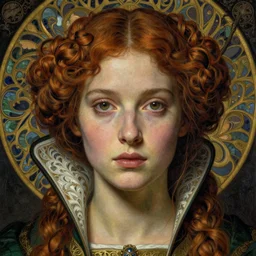 detailed realistic beautiful young medieval queen face portrait by jean delville, gustave dore, zdzisław beksinski and marco mazzoni, art nouveau, symbolist, visionary, gothic, pre - raphaelite, art forms of nature by ernst haeckel, memento mori