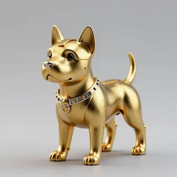 3 5 mm photo of gold mecha dog, 4 k, octane render, very high detail