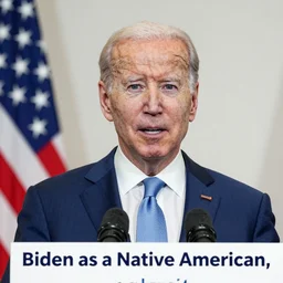“Biden as a Native American, portrait”
