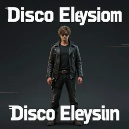 Disco Elysium in the style of jet set radio