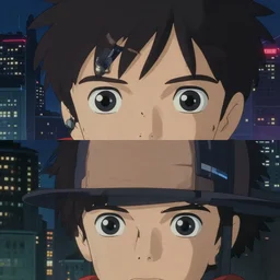a stylized 2 d cinematic keyframe of a cyberpunk city at night, joy gaze, cel - shaded, classical animation, edge - to - edge print, rendered by studio ghibli, artgerm, alyssa monks, andreas rocha, david kassan, neil blevins, rule of thirds, golden ratio, ambient lighting
