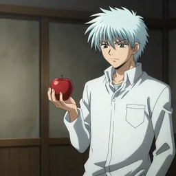 real Even Peters as Light Yagami  is giving a red apple to Ryuk, Death Note Netflix live adaptation, Netflix series, adversitement, realistic, cinemathic lighting, dramatic