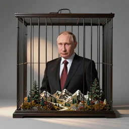 Vladimir Putin in a cage, studio photo