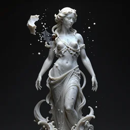 metaphysical portrait of a gorgeous etherial female statue breaking apart by Andrew Ferez, cosmic horror, octane render, trending on cgsociety, featured on zbrush central, grotesque, vanitas, new sculpture, mystical