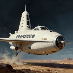 Artistic illustration of a 1970s nasapunk spacecraft