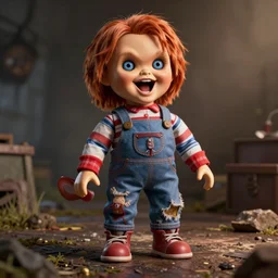 chucky doll screaming popsicle octane render, unreal engine