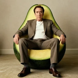 nick cage as an avocado chair