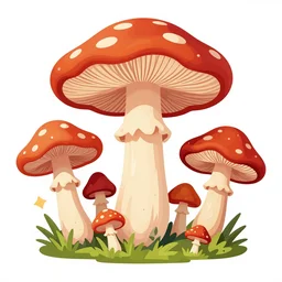 psychedelic mushrooms wide angle shot, white background, vector art, illustration by frank frazetta and salvador dali